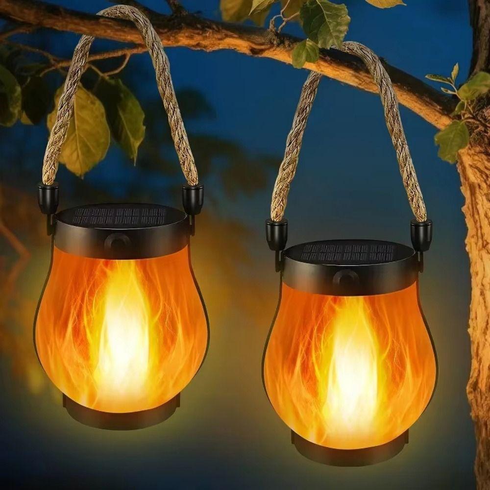 Flame Lights Camping Light USB Rechargeable Hanging Lantern Decoration Solar Flame Lights  Hanging