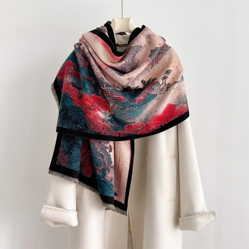 Winter Thickened Warm Shawl Cashmere And Versatile Variety Of Windproof And Cold-Proof Scarf Neck Protection Scarves