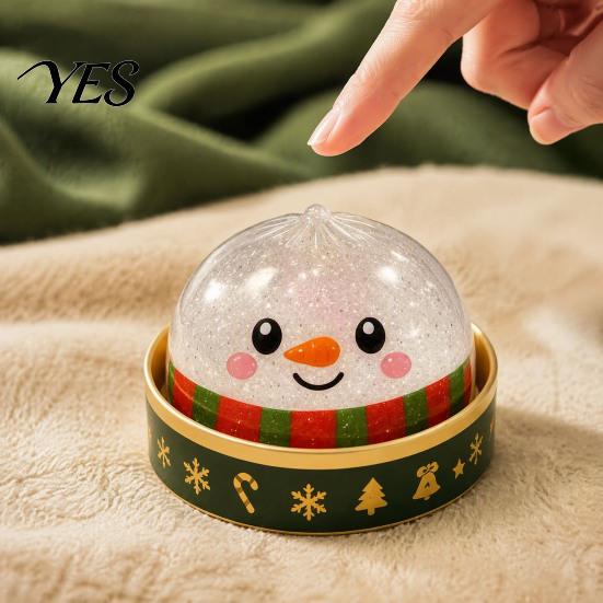 Jelly Texture Glitter Squeeze Toys Christmas Bun Toy with Steamer, Soft Sensory Fidget Toy, Cute Stress Reducing Desk Accessories Slow Rising