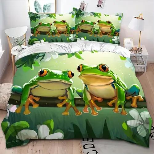 Frog Duvet Cover Duvet Cover With Frog Pattern Suitable For Children Boys Girls And Adults Warm Soft And Comfortable Breathable
