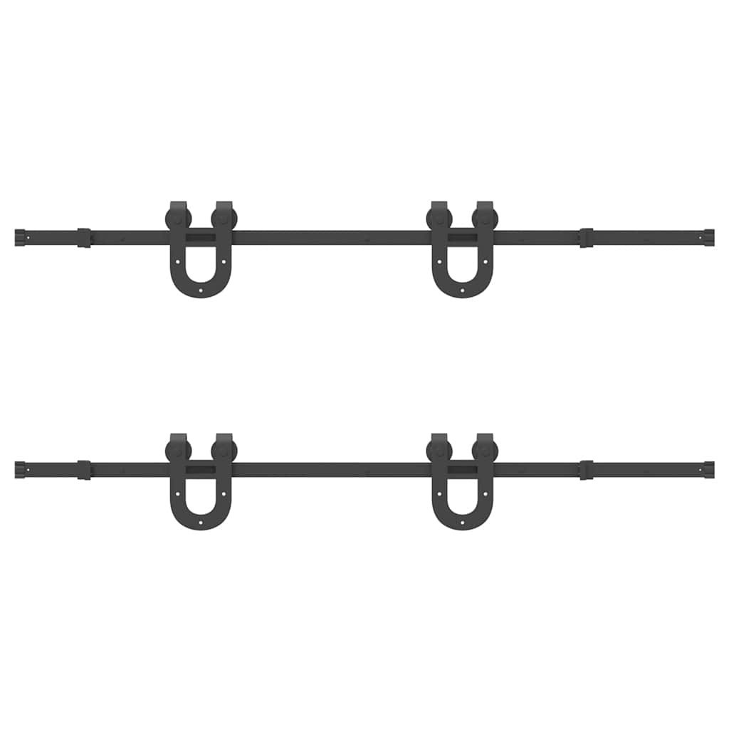 Sliding Door Hardware Set 366 cm Steel Black