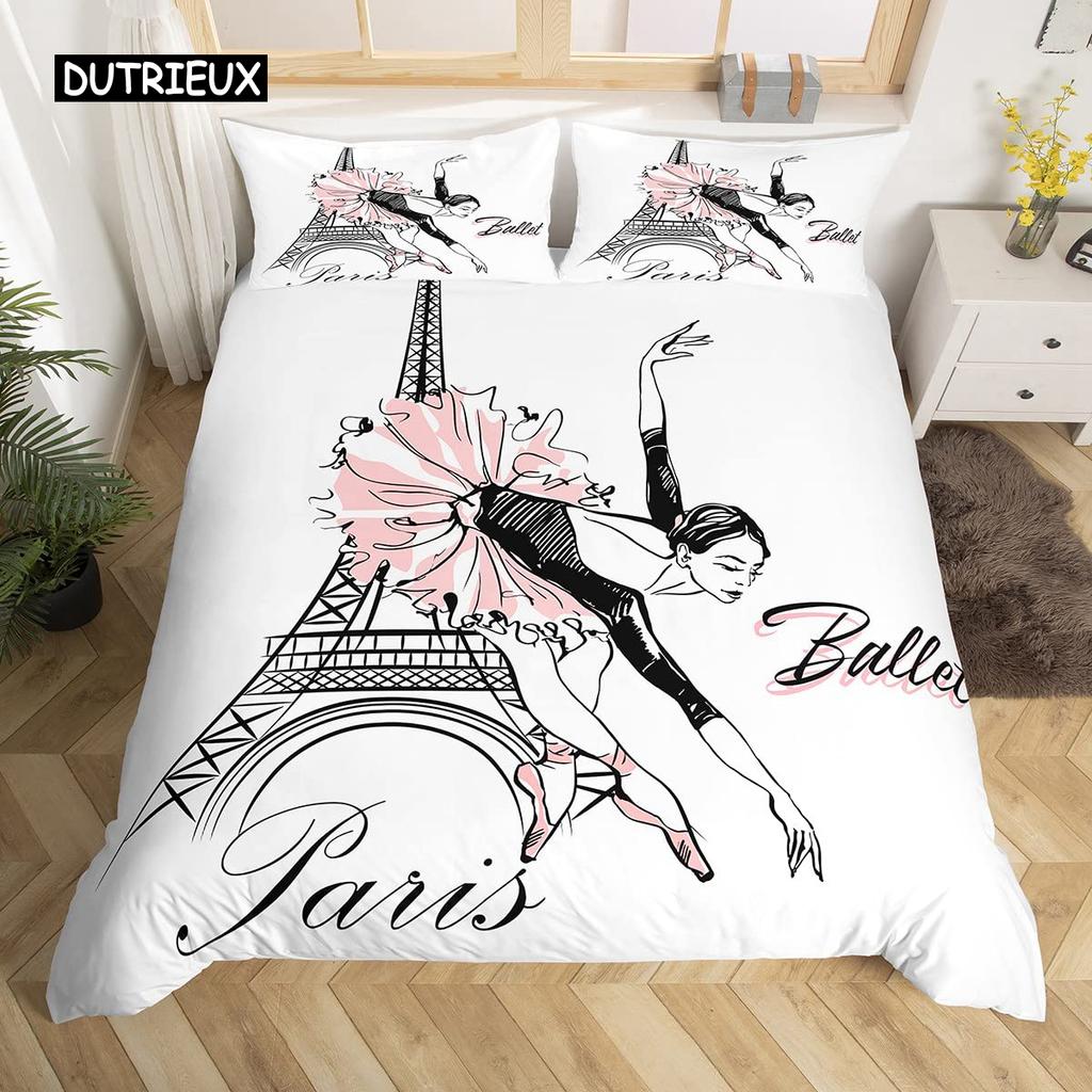Eiffel Tower Bedding Duvet Cover Set 3d Digital Printing Bed Linen Fashion Design Comforter Cover Bedding Sets  Bed Set