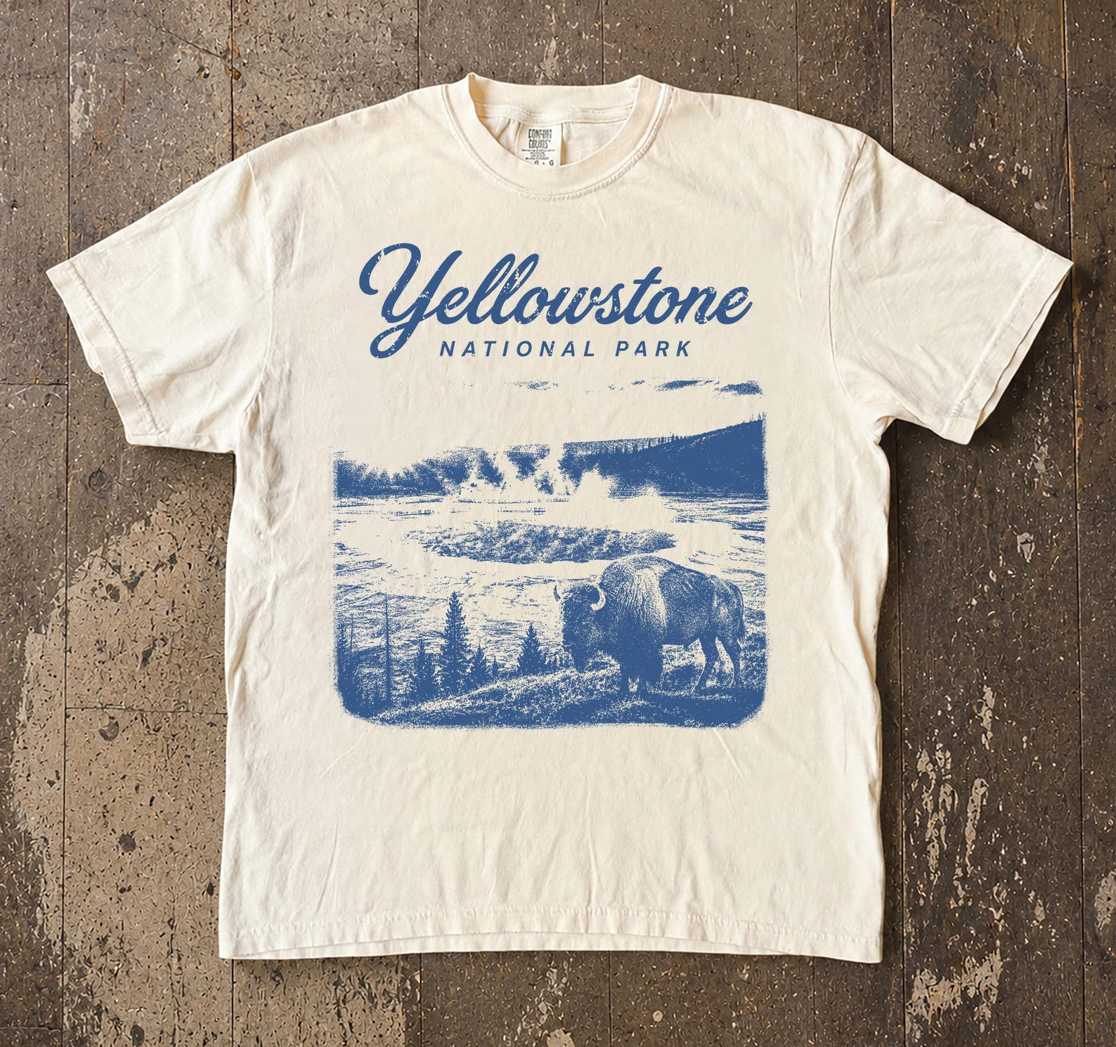 Yellowstone National Park Bison Graphic T-Shirt, Vintage Comfort Colors Hiking Tee 4XL