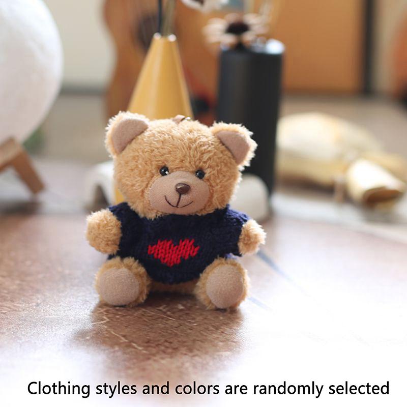 1 Piece Cute Sweater Bear Plush Pendant Toy Soft Stuffed Animal Small Bear Doll Keychain Lovely Birthday Gifts For Girl Boy