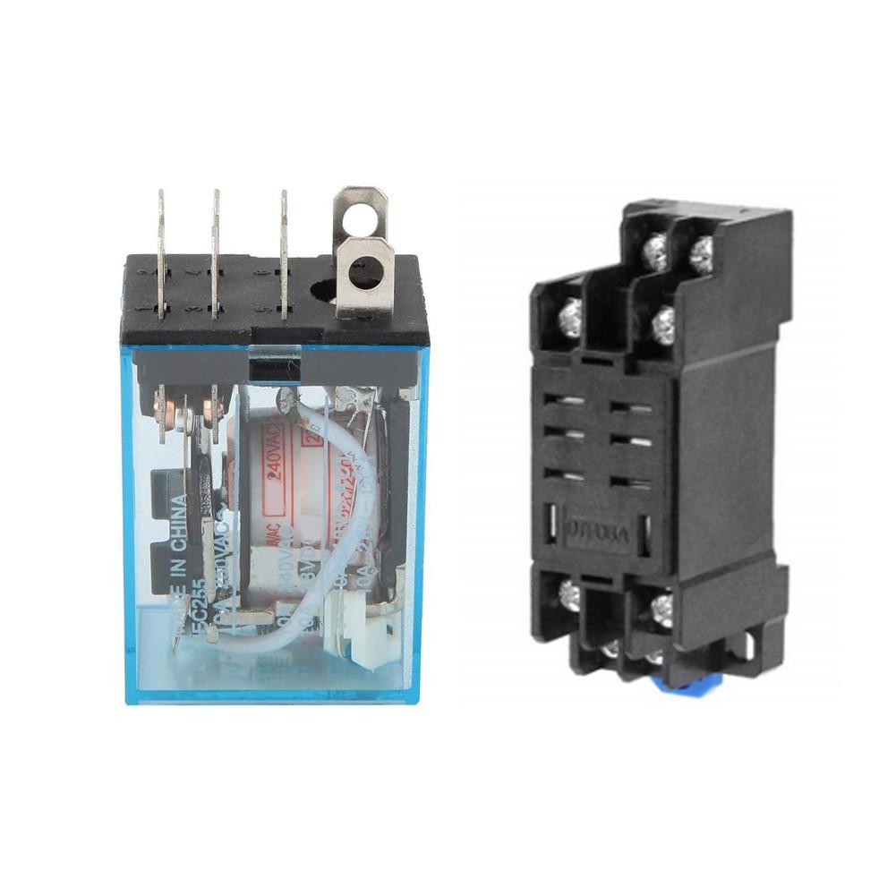 

12V DC 8 Pin Relay and Socket Base Included 10A DPDT LY2NJ HH62P-L JQX-13F