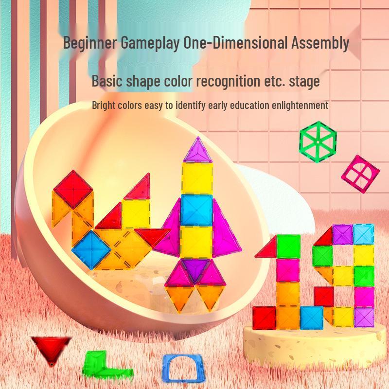 Stained Glass Magnetic Tile Building Blocks - Educational Toy for Developing Spatial Thinking