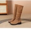 Women's Over-the-Knee Cowboy Slouch Boots - 2025 Autumn/Winter, Chunky Heel Long Knight Boots