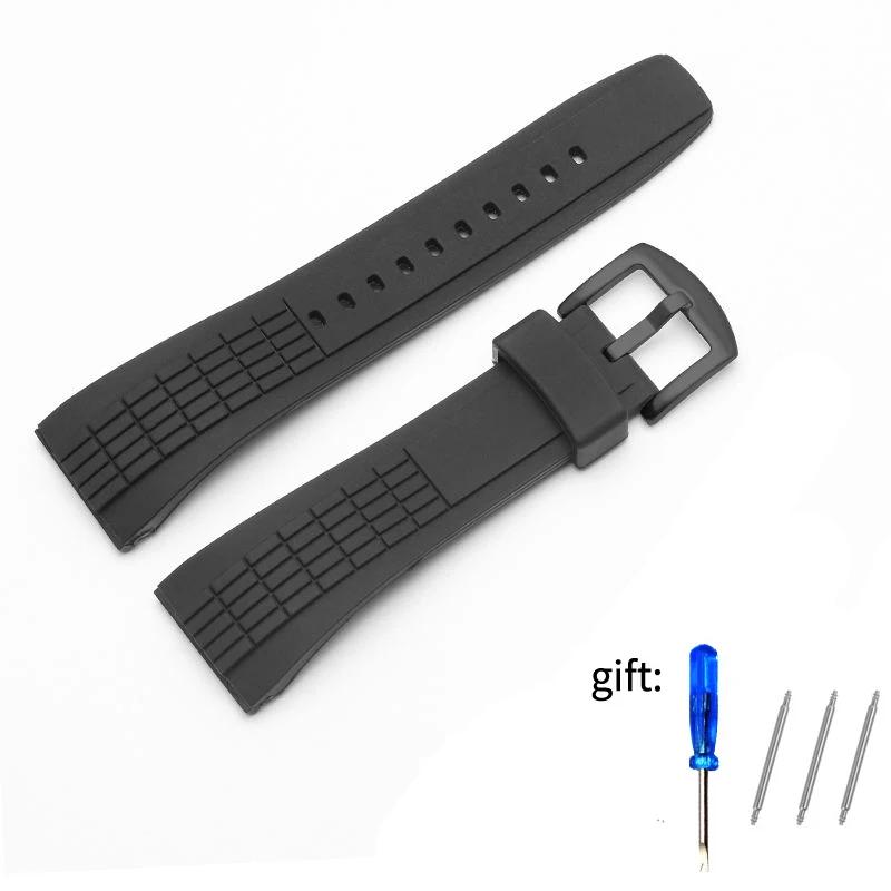 26mm For Seiko Watch with VELATURA Series Silicone Bracelet SRH006 SPC007 Black Men's Accessories