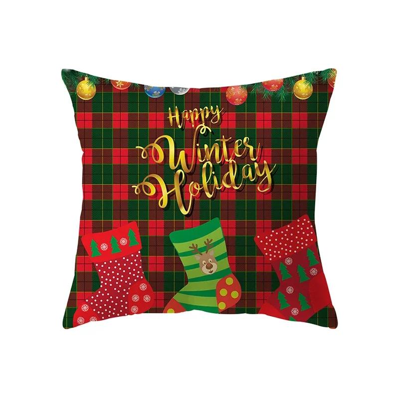 Christmas Decoration  Theme Printing Pattern Cushion Cover Home Living Room Sofa  Pillow