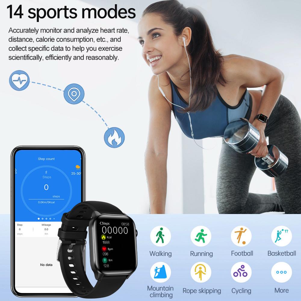 696 New 1.85" Men Women Blue Tooth Call Smart Watch Heart Rate Health Sports Fitness Waterproof Bracelet Music Lady Smartwatch
