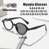 Retro Small-Frame Oval Photochromic  Myopia Glasses High-Quality Acrylic CP-Plugged Women's Luxury Anti-blue Light Glasses