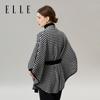 ELLE Women's Retro Houndstooth Wool Blend Shawl Cape