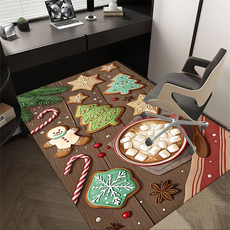 1PC Christmas cookies, hot cocoa Extra Large Non Slip Floor carpet, Office, family, bedroom Large Area Rug Indoor Rugs, Vibrant Colors