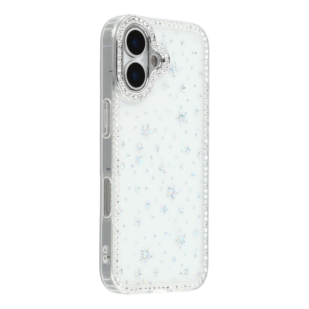 For iPhone 17 Case Rhinestone Edge Glitter Back TPU+PC IMD Phone Cover