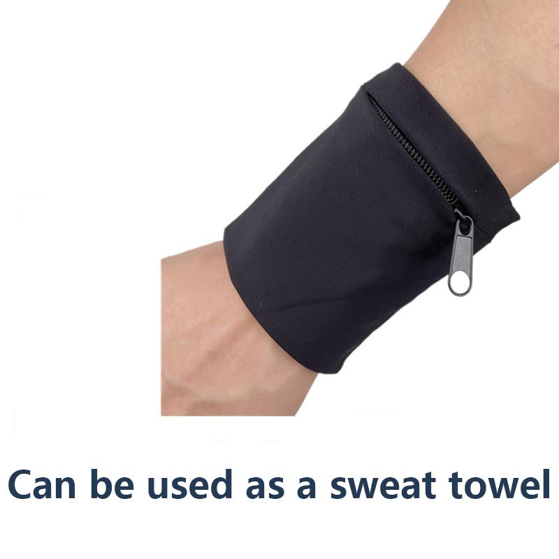 1 Adet Fermuarlı Koşu Çantaları Hafif Bilek Cüzdan Kılıfı Telefon Anahtar Kart Ter Bandı Spor Salonu Fitness Spor Bisiklet Bilekliği Kol Çantası