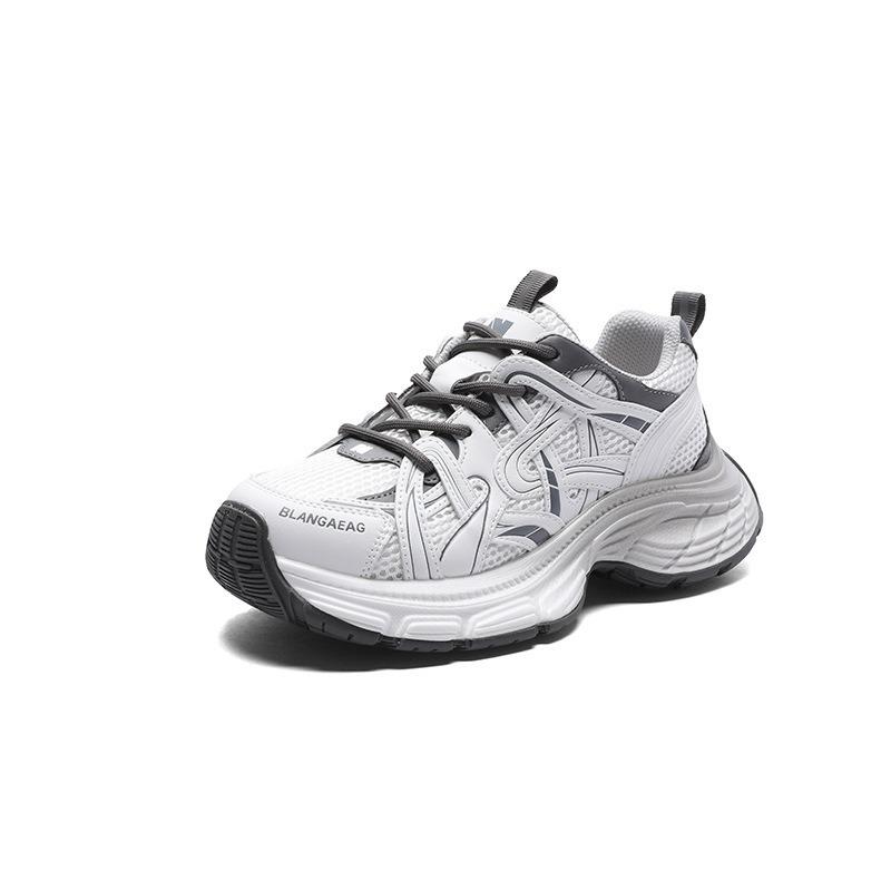 Fashion dad shoes women's spring trendy leather mesh breathable casual platform sneakers