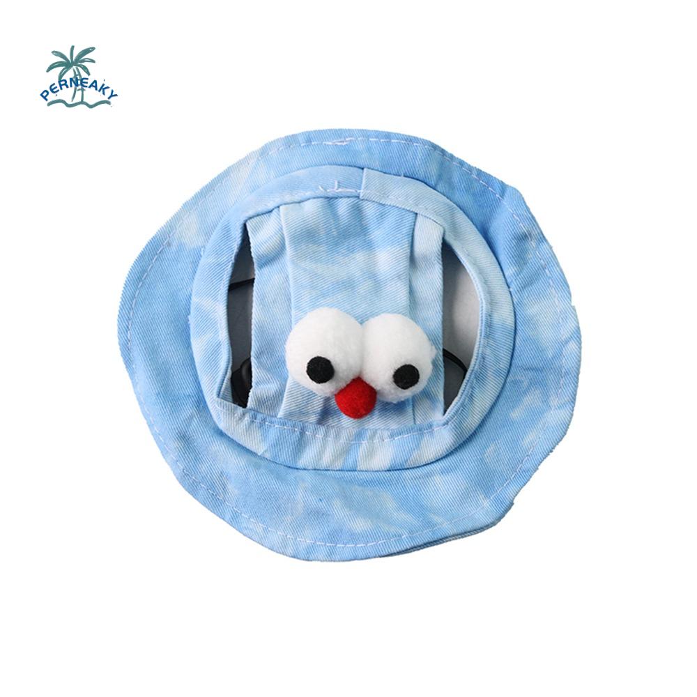 Colorful Adjustable Cat Bucket Hat Round Brim Breathable Pet Sun Hat with Ear Holes Dog Caps Hiking