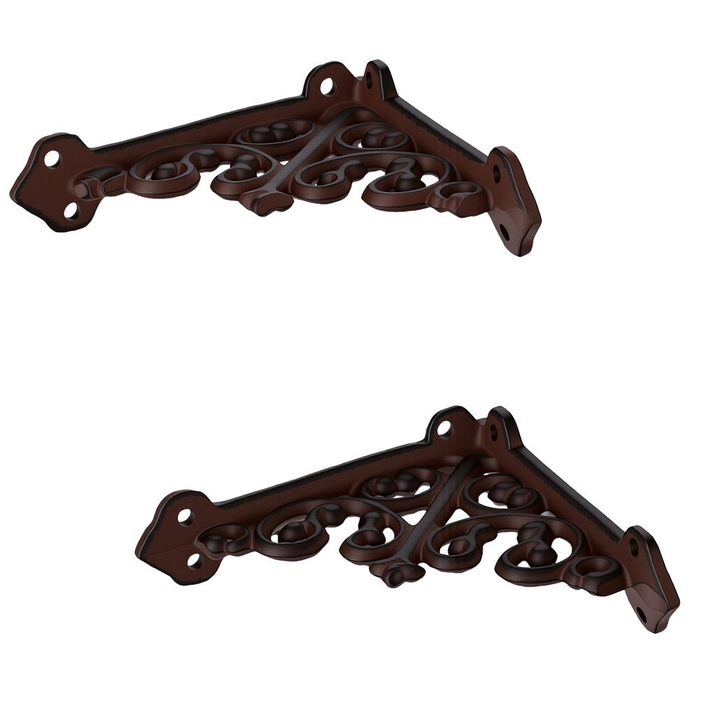 2 Pack Decorative Shelf Brackets Right Angle Heavy Duty Metal Antique Shelf Brackets for DIY Floating Shelves Brown