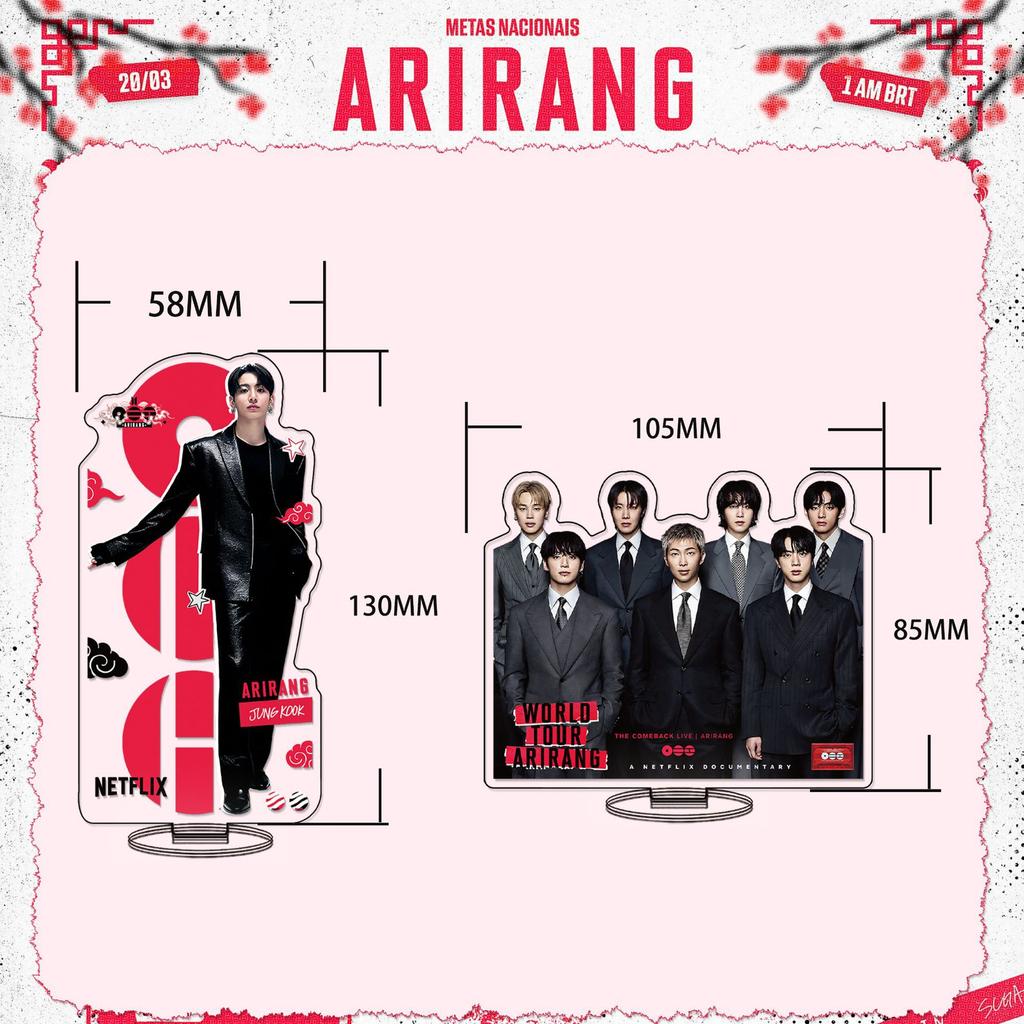 7pcs BTS Arirang World Tour Documentary Standee, Acrylic Black Suit Member Figure Display, Kpop ARMY Fans Collectible Desk Decor
