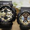 Casio Matching Watch Series Ga & Ba Fashion Trend Street Sports Waterproof Quartz Movement Unisex Watches Gold GA-140GB-1A1JF&BA-130-1A3JF