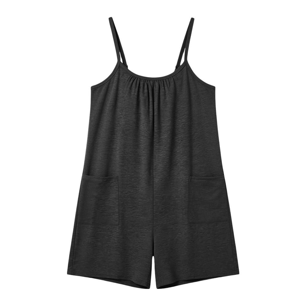 Womens Sleeveless Romper Casual Loose Tank Jumpsuit With Pockets Short Overalls Baggy Outfits
