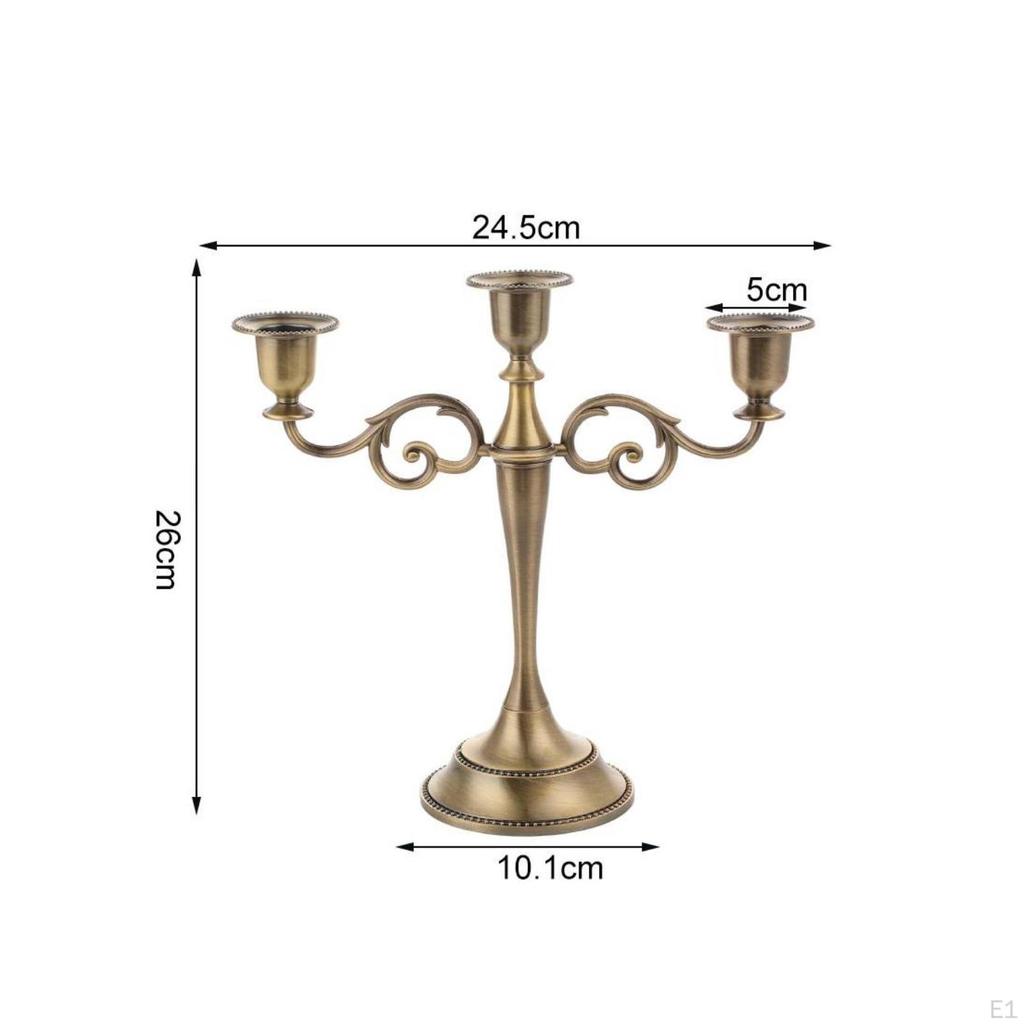 3Arm Candelabra Tabletop with 3 Arms Scrollwork Triple Candle Holder for Event Planners,