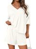 New Women's Casual Two-Piece Set: Loose V-Neck Short-Sleeved Top and Shorts