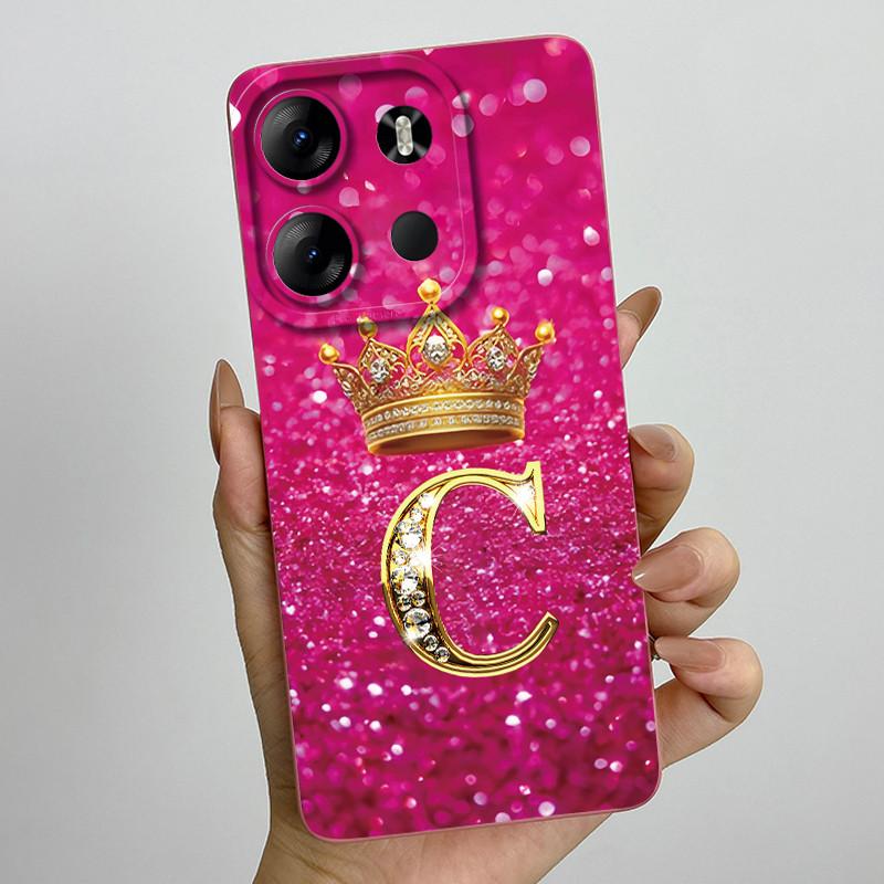 For Tecno Pop 7 Pro Pop7 BF6 BF7 Phone Case Crown Letter Back Cover Soft Liquid Silicone Fundas For Tecno Spark GO 2023 Bumper