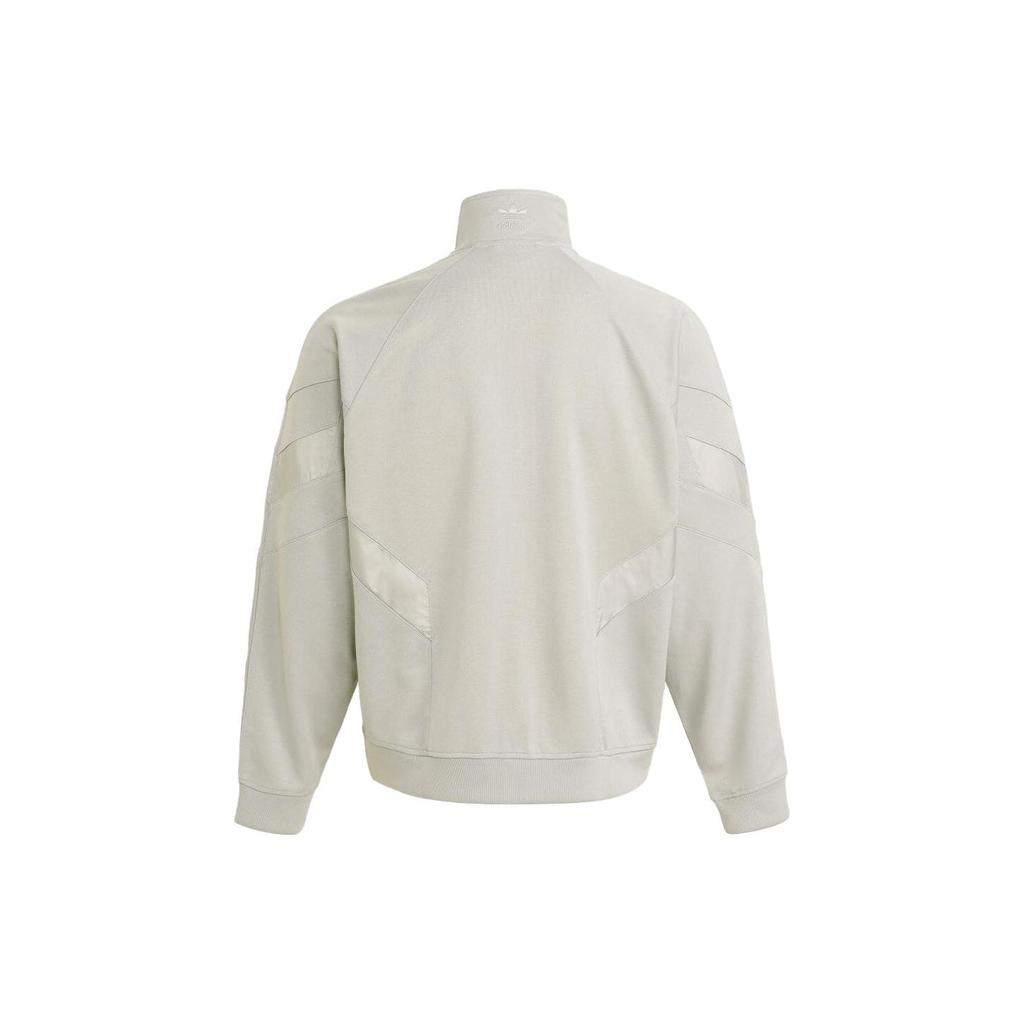 Adidas Originals Embroidered Stand Collar Zip Pocket Solid Long Sleeve Jacket Men Jackets Grey HK7367