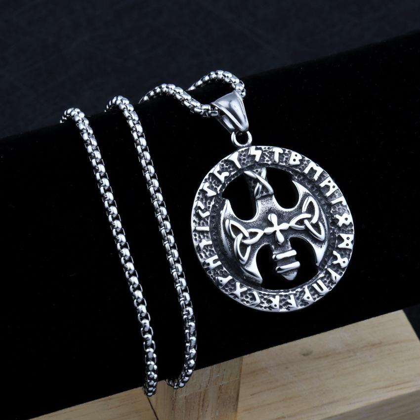 Gothic Titanium Steel Thor's Hammer Necklace Titanium Steel Men's Pendant Jewelry