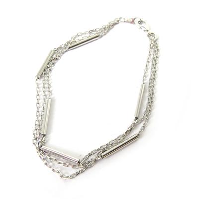 [M7602] - Silbernes 'Choreographie'-Armband - 3 Reihen