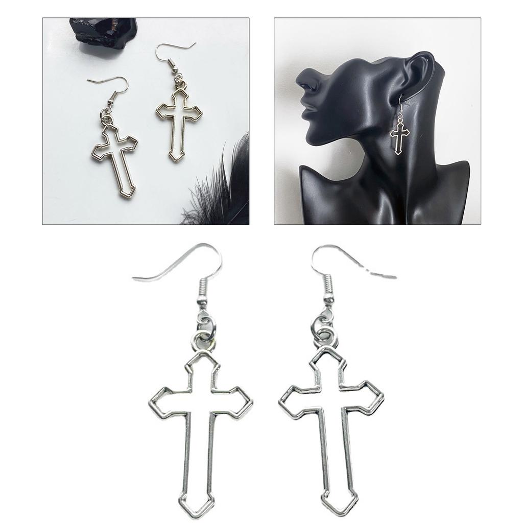 Hollow Cross Dangle Earrings Jewelry Fashion Long Drop Earrings for Women Men
