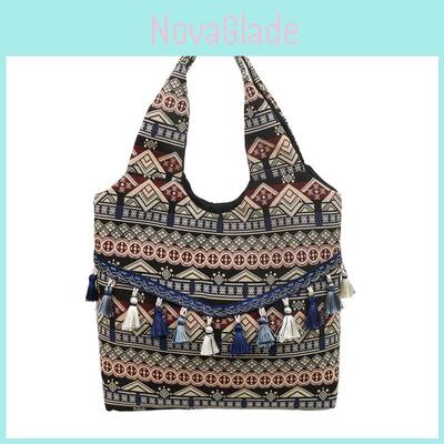 Vintage Ethnic Style Womens Shoulder Bag With Suede Tassels For Daily Use
