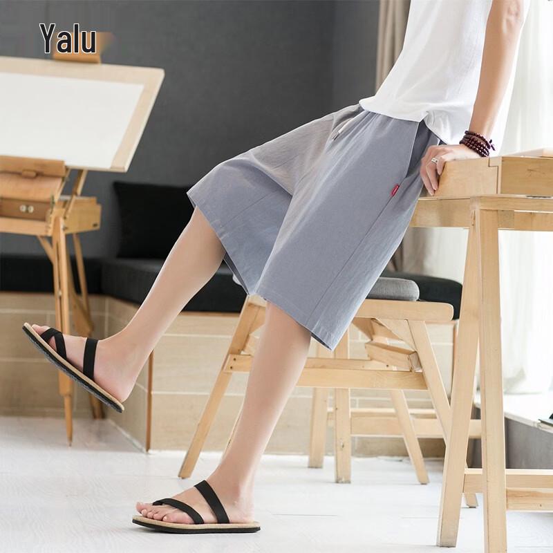 Yalu Men's Linen Blend Casual Shorts