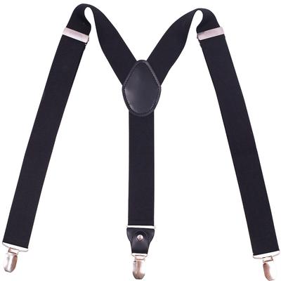Schwarz Leder 3 Clips Twist Rund Kleber Einseitig Herren Hosenträger Verstellbar Unisex