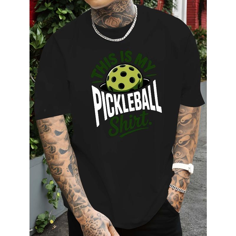 European Sizes Pickleball Men's T-shirts Printed T-shirts , Round Neck Short-sleeved Suits for Street Fashion and Gym Workouts