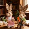 Seasonal Grass Handwoven Easter Rabbit Figure Delicate Handmade Craft Ornament For Holiday Table Centerpieces