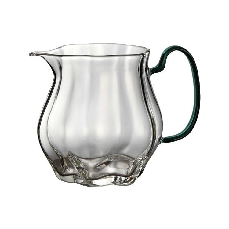 Szkło borokrzemowe Wysokie Krawędź melona Kolorowy uchwyt Czarka sprawiedliwości Salon z gośćmi Herbata Morze herbaty Dzielnik herbaty Spiczysty dzióbek Zielona herbata Czarka równości