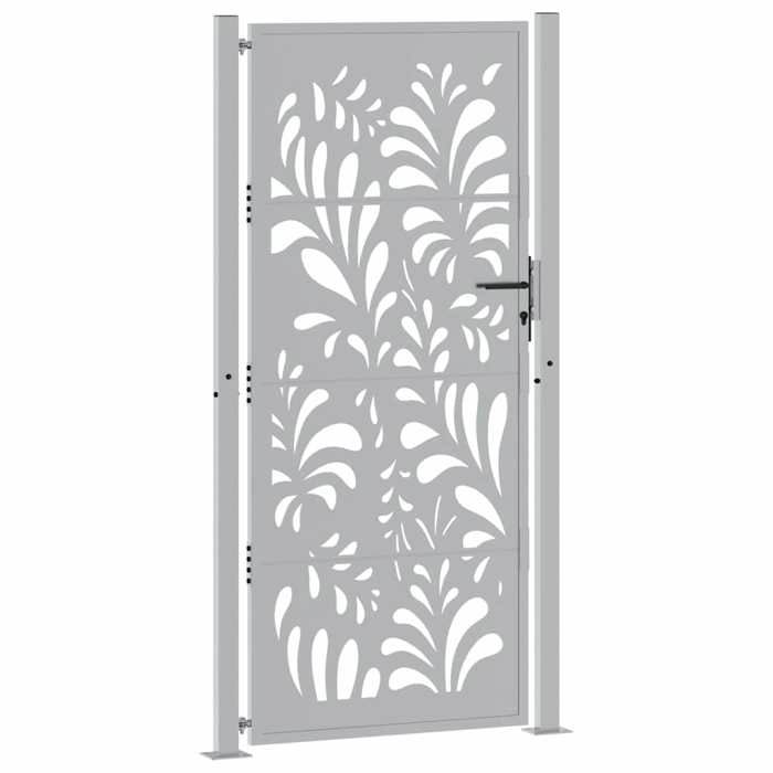 VidaXL Porte de jardin acier résistant aux intempéries design vagues, porte de clôture, porte extérieure, porte en métal, 4100978