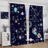 Outer Space Galaxy Curta, Boys Kids Cartoon Universe Planets Thermal Insulated Printed Rod Pocket Window Drapes For Living
