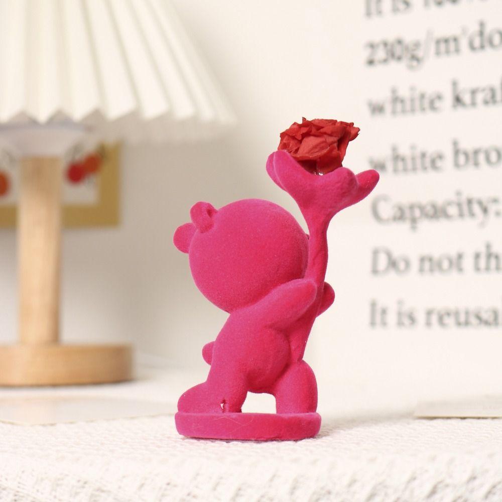 Kneeling Position Flocking Animal Bear Figurine  Birthday Proposal Confession