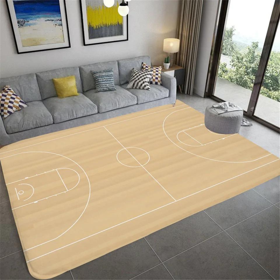 Basketball Court Carpet Basketball Area Rug for Bedroom Bedside Living Room Sofa Table Sport Theme Floor Mat Ball Games Doormat