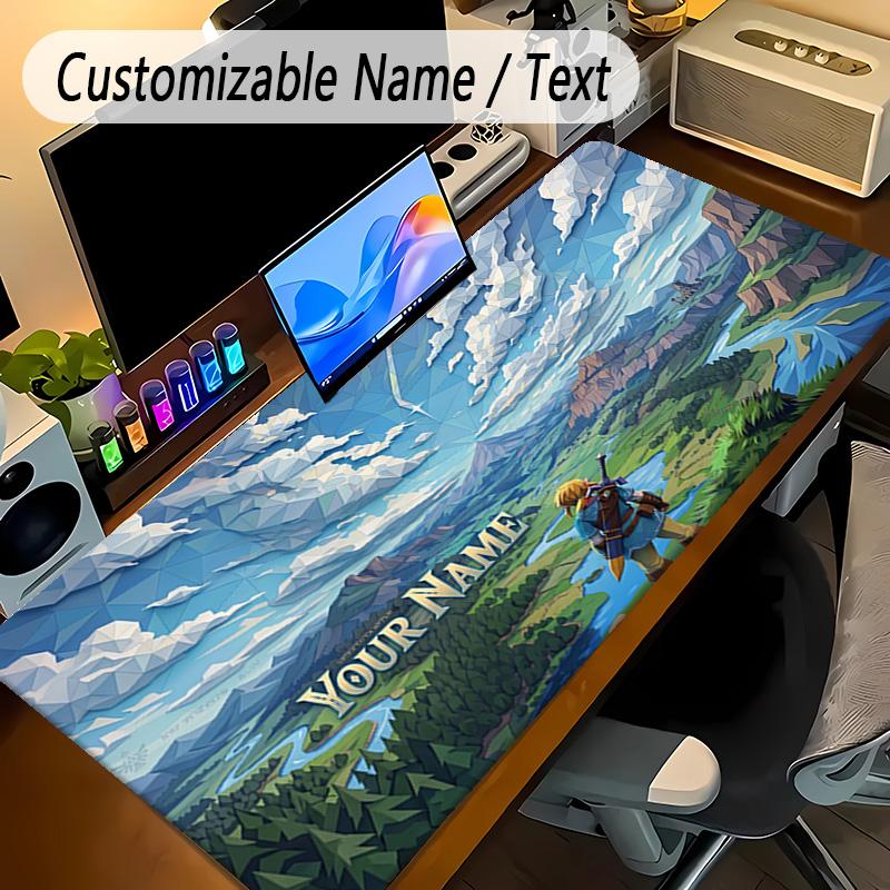 Large Mouse PadZelda Custom Name Text Personalized Desk Mat Non Slip Gaming Pad