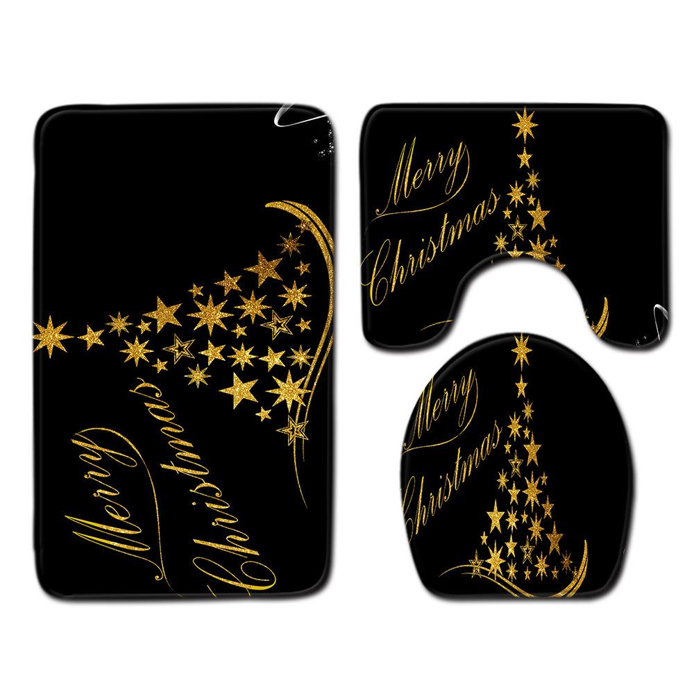 Christmas Bathroom Floor Mat Toilet Three-Piece Set