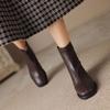 Krazing Pot Microfiber Autumn Winter Shoes Thick Med Heels Size 43 Chelsea Boots Zipper Ankle Boots