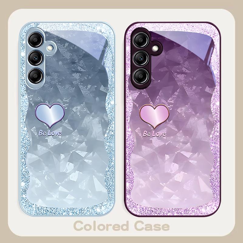 Gradient Purple Heart For Samsung A 20 30 22 23 24 25 26 31 32 33 34 35 42 50 51 52 53 54 55 56 70 71 72 73 5G glass phone case