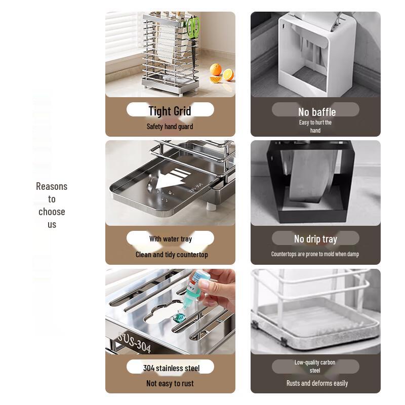 Siji Mugo Countertop Kitchen Knife & Utensil Drainer Rack