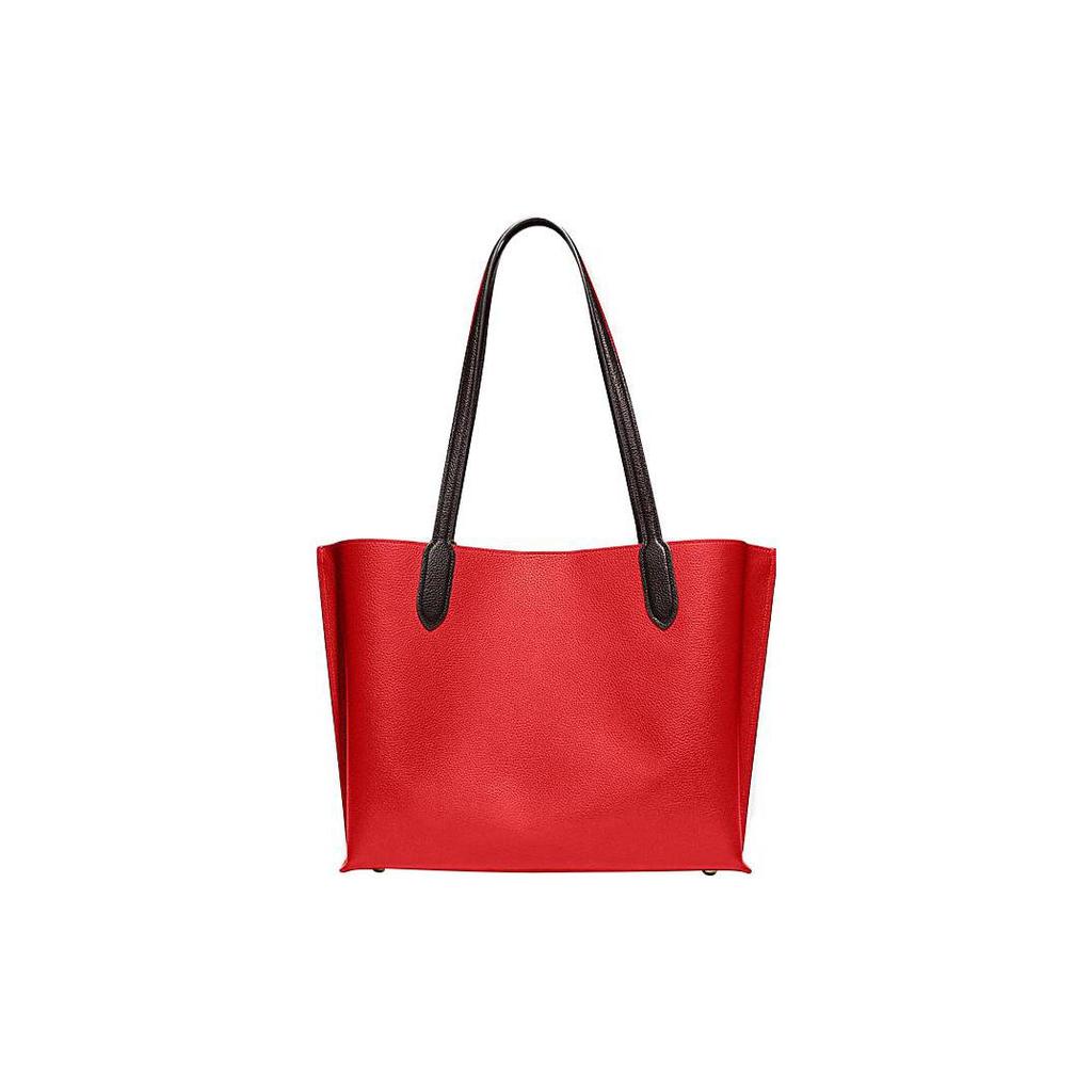 New COACH Willow Split Cow Leather Tote Bag Shopping Bag Handbag Shoulder Bag Large Size Women's True Red C0691-B4UQ0