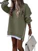 Autumn Fashion Patchwork Side Zipper Design Set Sweatshirt for Women