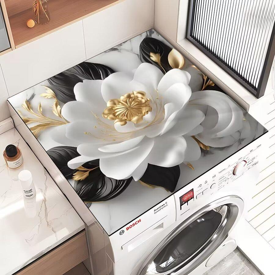 Flower Diatomaceous Earth Washing Machine Dust Cover Pad 60*60cm (diatom mud)